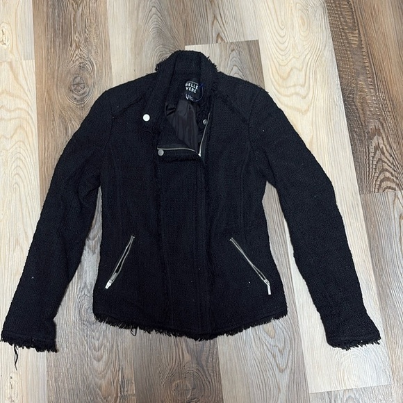 Anthropologie Jackets & Blazers - BELLE VERE for Anthropologie Raw Edge Black Cotton Moto Jacket